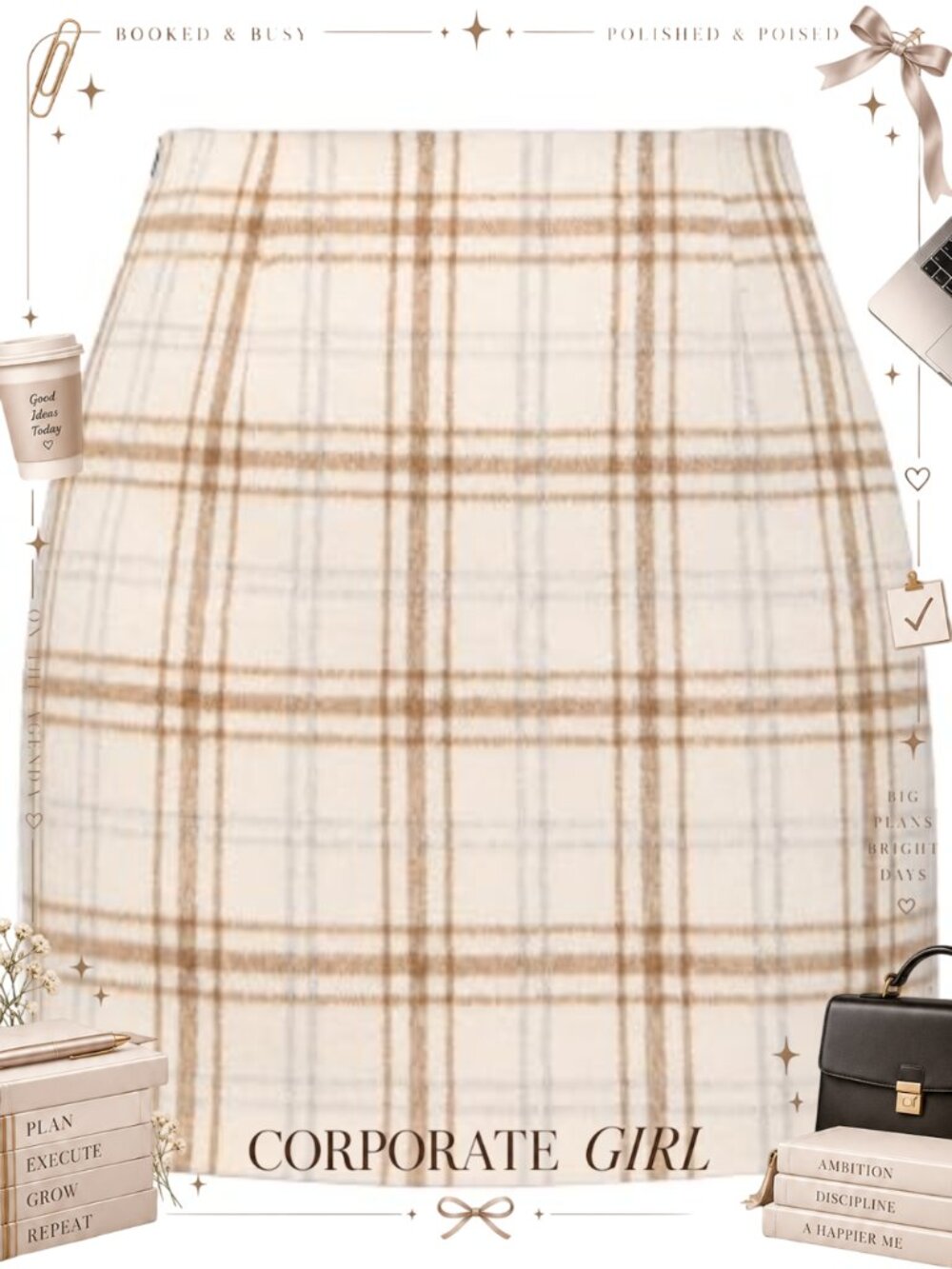 Plaid Mini Pencil Skirt High Waist Bodycon 100% Polyester